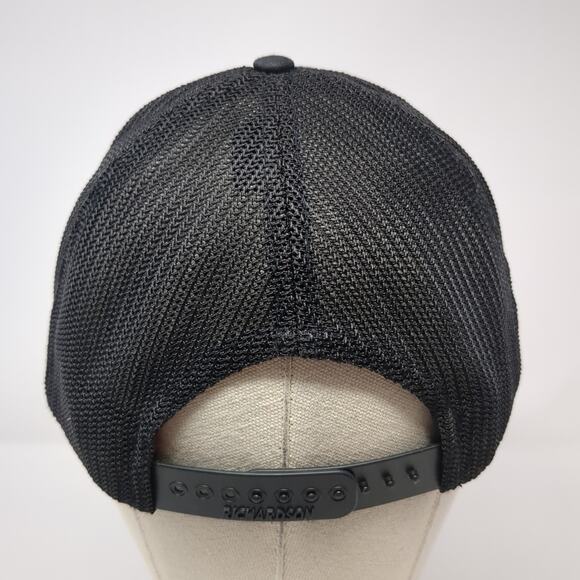 Richardson Snapback Trucker Hat Black One Size Adjustable Embroidered Mesh Back - Picture 6 of 10
